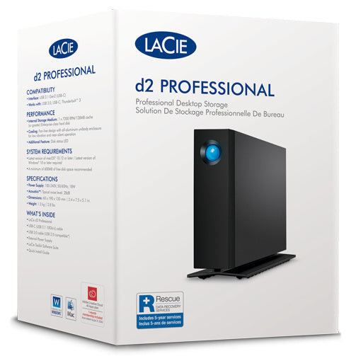 Disco Duro Externo Lacie D2 Professional 16tb 3.5 Escritorio Usb 3.1 Tipo-c Usb 3.0 Negro Win Mac Adapt De Alimentacion