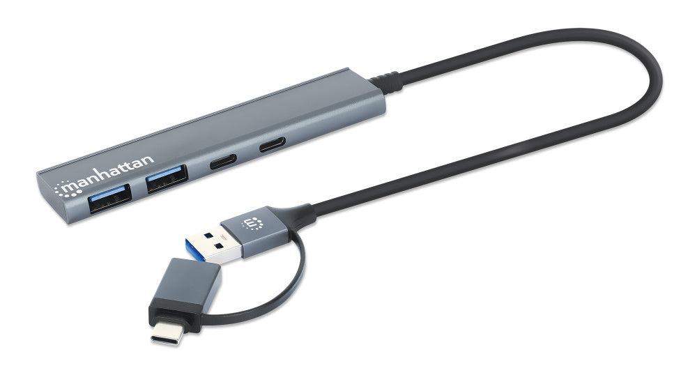 Hub/manhattan/181075/hub De 4 Puertos Usb 3.2, 2 Usb-a Y 2 Usb-c, Conector Adaptable De Usb-a A Usb-c