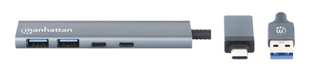 Hub/manhattan/181075/hub De 4 Puertos Usb 3.2, 2 Usb-a Y 2 Usb-c, Conector Adaptable De Usb-a A Usb-c