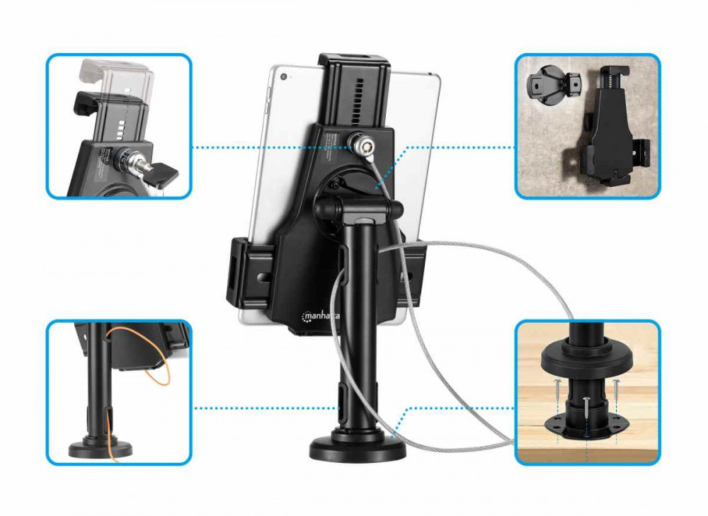 Soporte Tableta,manhattan,462112, Antirrobo, Multiproposito, Negro