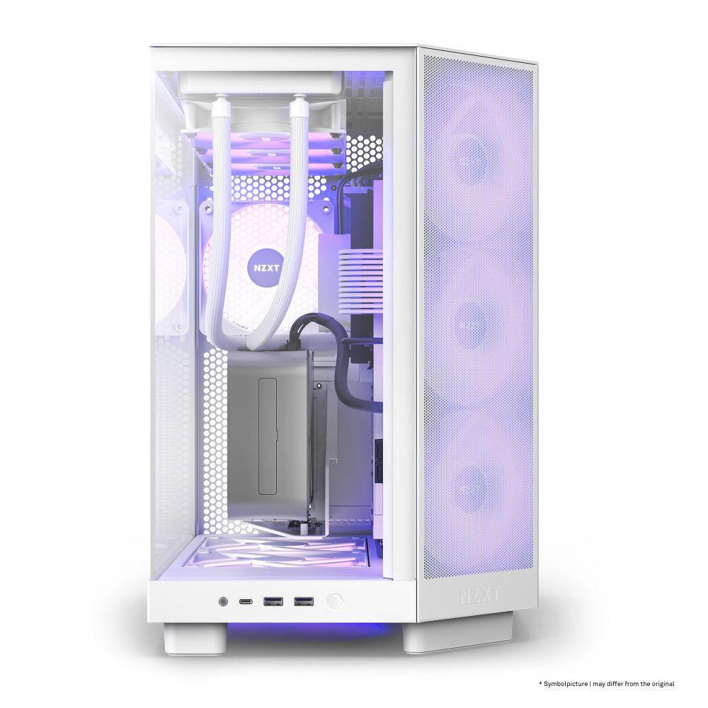 Gabinete Nzxt H6 Flow Rgb/ Vidrio Templado/blanco/atx, Micro-atx, Mini-itx/ Mid Tower/gamer