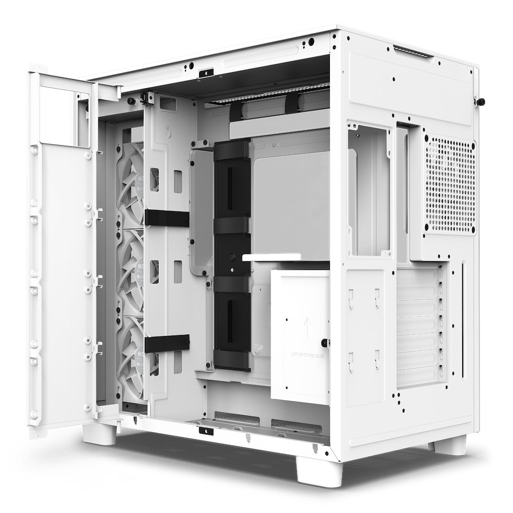 Gabinete Nzxt H9 Flow /blanco/vidrio Templado/atx Mid Tower /con 4 Ventiladores/gamer