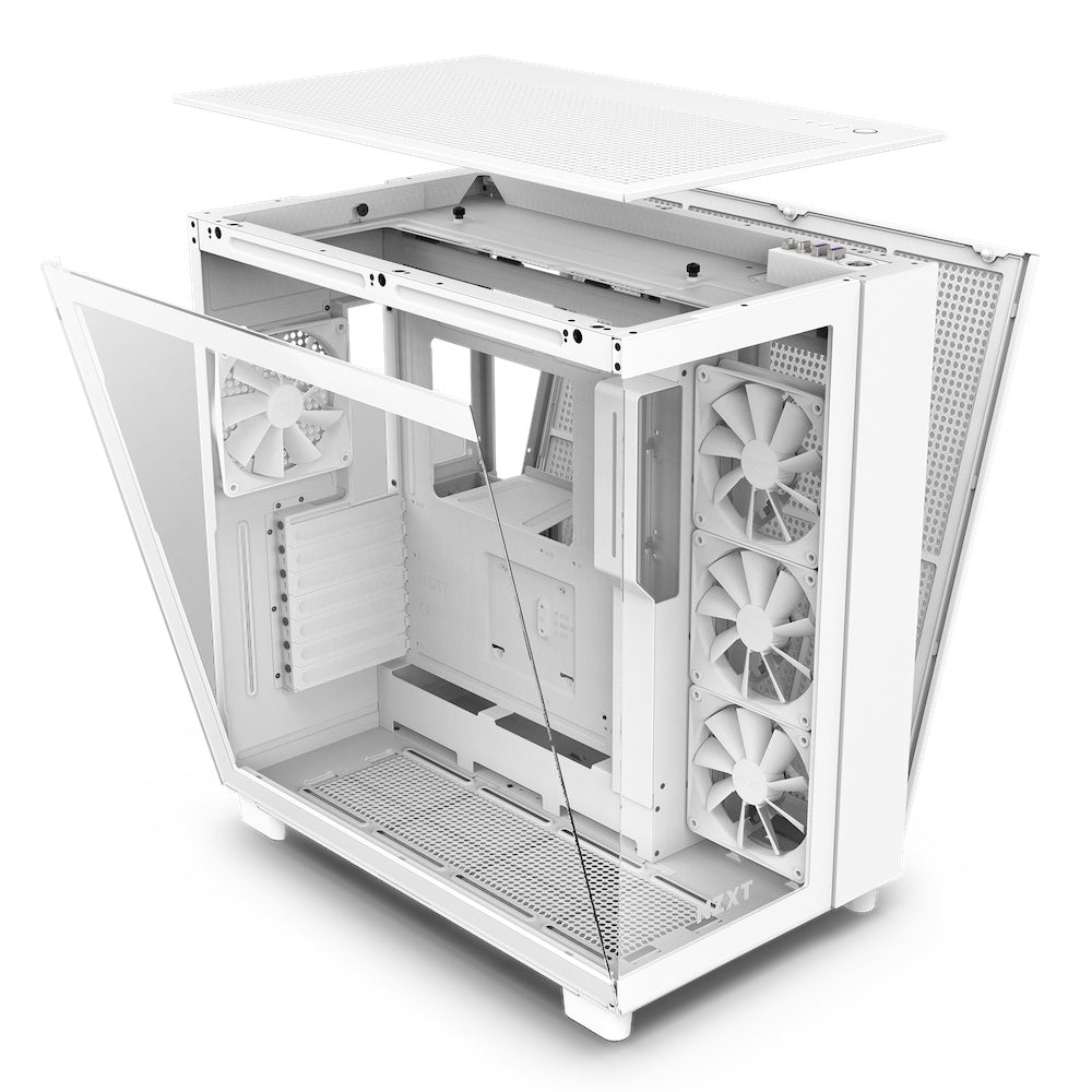 Gabinete Nzxt H9 Flow /blanco/vidrio Templado/atx Mid Tower /con 4 Ventiladores/gamer