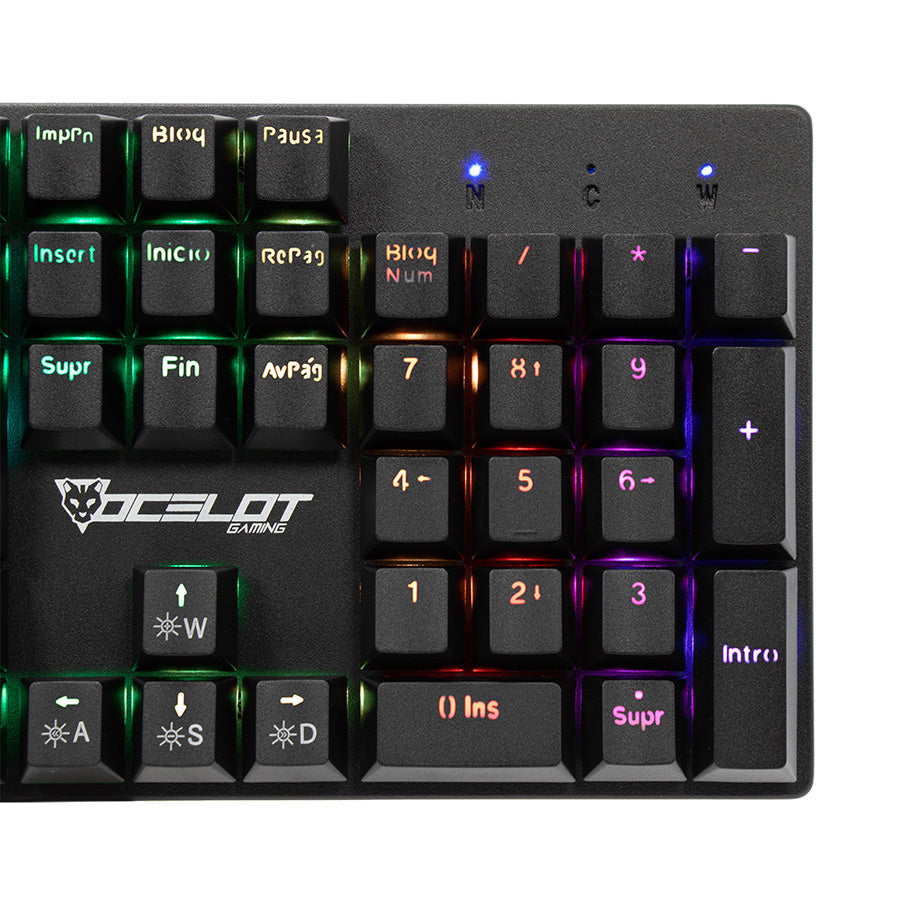 Teclado Mecanico Ocelot Gaming Ok-tkl2 / Switch Rojo / Full Rgb / 88 Teclas / Anthigosting / Usb / Color Negro