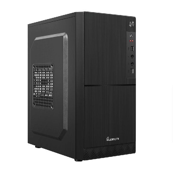 Gabinete Quaroni Frente Abs, Negro Tipo Alumino Cepillado Con Encendido Y Puertos Laterales, Micro Atx / Mini Itx, Fuente De Poder Incluida De 500w