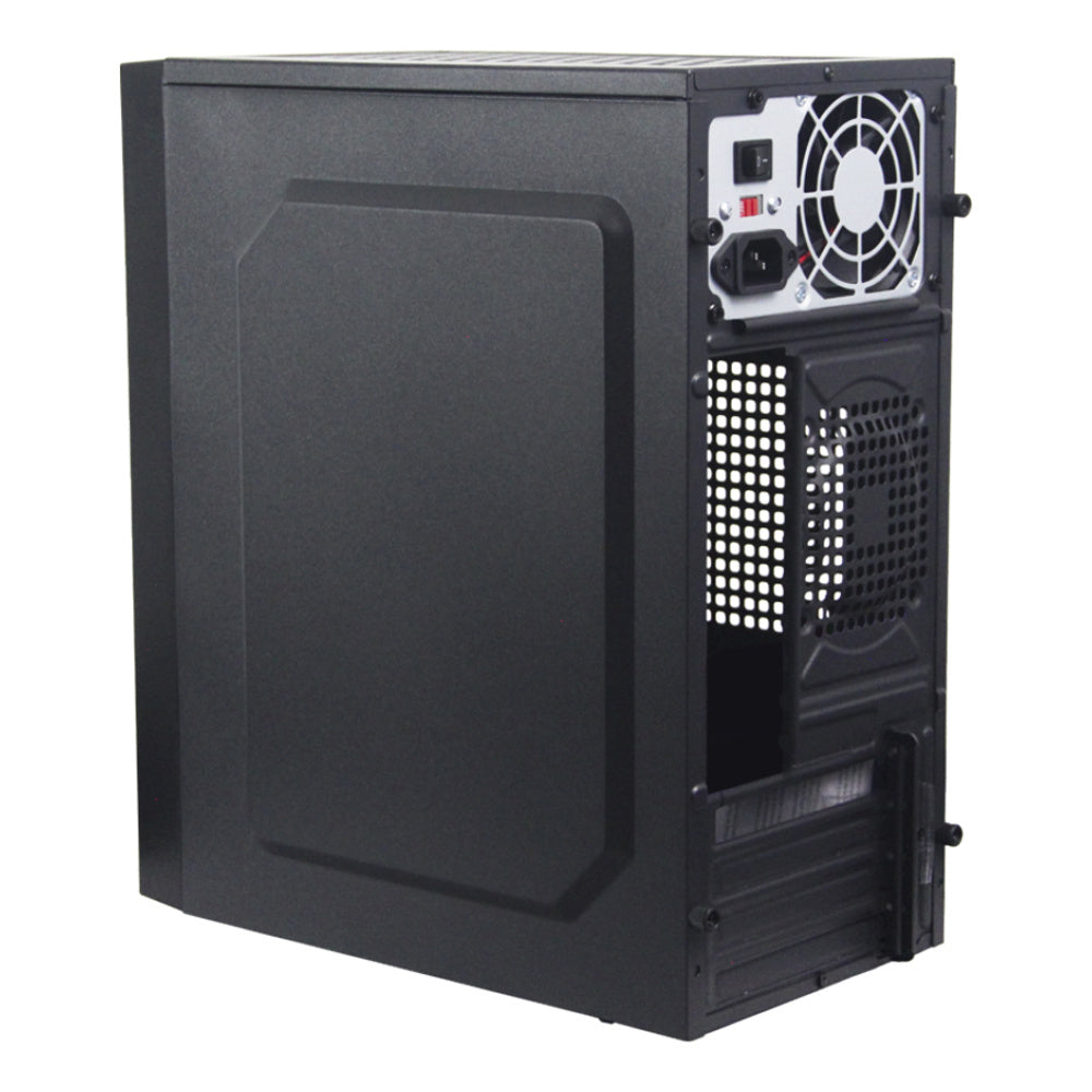 Gabinete Quaroni Frente Abs, Negro Tipo Alumino Cepillado Con Encendido Y Puertos Laterales, Micro Atx / Mini Itx, Fuente De Poder Incluida De 500w