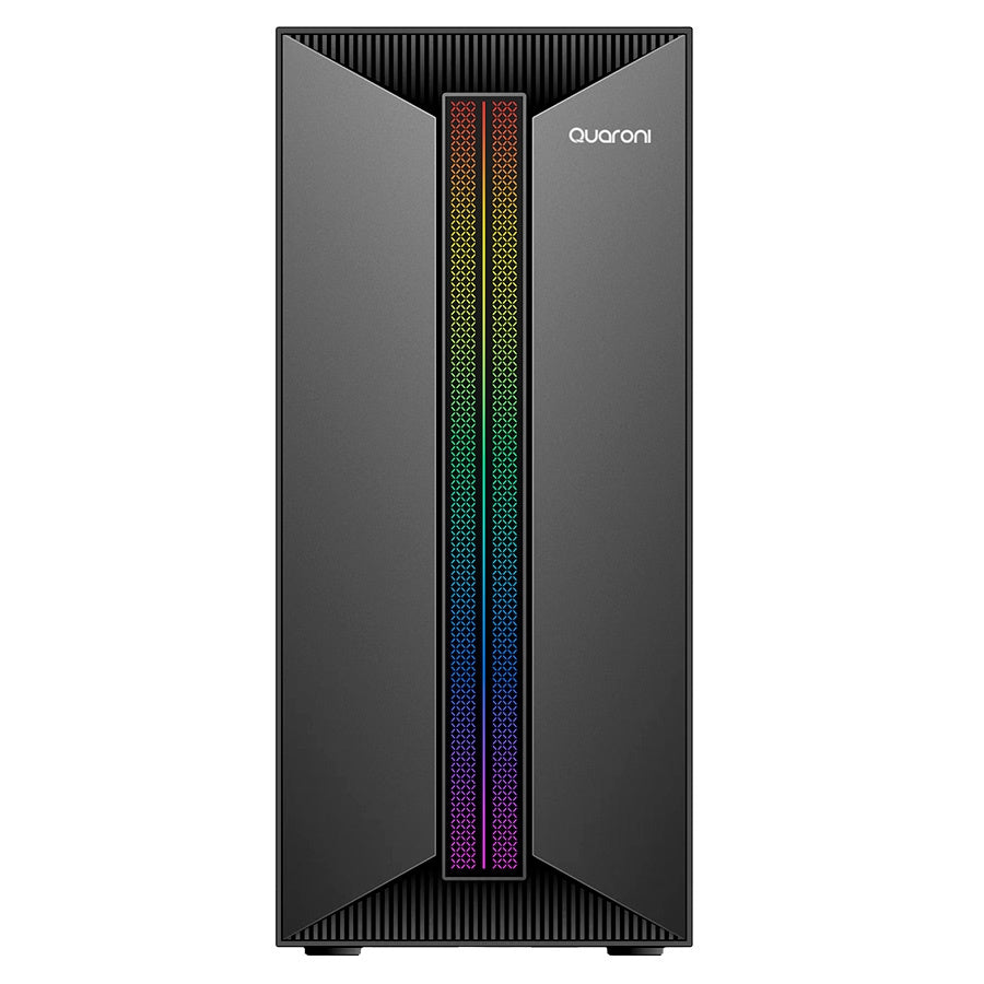 Gabinete Micro Torre Quaroni Micro Atx, Mini Itx/1usb 2.0 1usb 3.0/rgb/panel Acrilico/fuente 500 W/negro