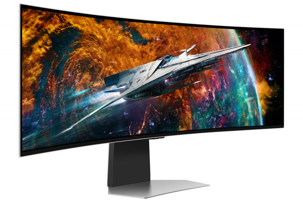 Monitor Led Samsung 49 Pulgadas, Widescreen, 5120 X1440, Odyssey Oled G9 G95sc, Color Silver, 1 Hdmi, 1 D. Port, Usb Hub, Wifi, Bluetooth, Bocinas, Gamer 240hz, 1800r, .03ms, Curvo