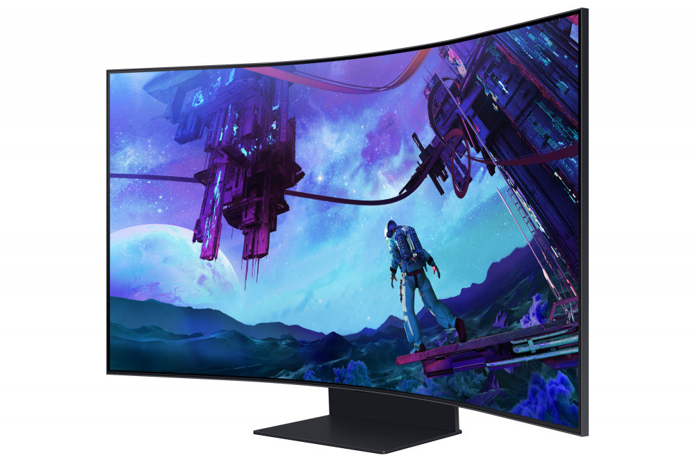 Monitor Led Samsung 55 Pulgadas, Widescreen, Gamer, Odyssey Ark,uhd 3,840 X 2,160, 4k, Negro, Pivot, 3 Hdmi, 1 D. Port, 1 Lan, 2 Usb, Curvo, 165 Hz, 1000r, 1ms, Bocinas