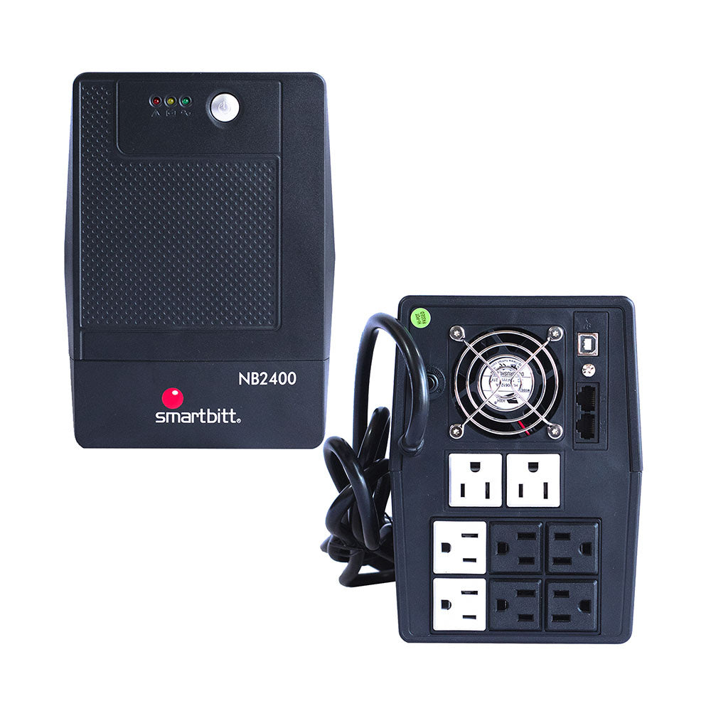 No-break Smartbitt 2400va/1200w, Clavija Nema 5-15p, 8 Contactos, Tipo Nema 5-15r, 4 Con Respaldo De Bateras, Regulacion Y Supresion De Picos Y 4 Con Regulacion Y Supresion De Picos, Rj11 Y Usb