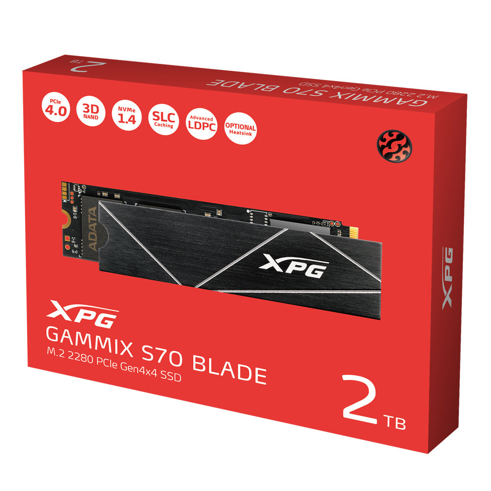 Unidad De Estado Solido Ssd Interno Xpg Gammix S70 Blade 2tb M.2 2280 Nvme Pcie Gen 4x4 Lect.7400 Escrit. 6100 Mbs 3dnand Pc Laptop Minipc Con Disipador Gamer (agammixs70b-2t-cs)