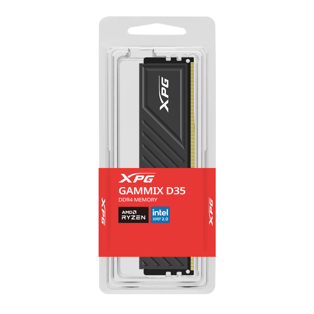 Memoria Xpg Gammix D35 Udimm Ddr4 16gb Pc4-25600 3200mhz Cl16 288pin 1.35v Con Disipador Pc/gamer Color Negro (ax4u320016g16a-sbkd35)