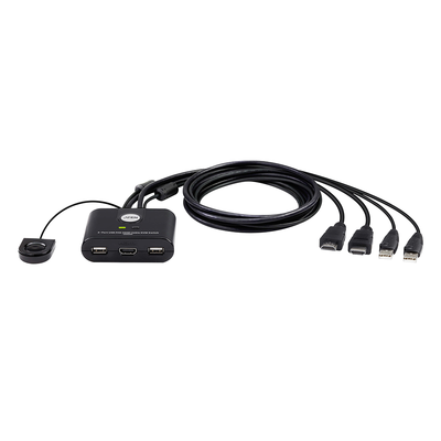 Switch KVM | USB FHD HDMI | de 2 puertos en formato cable | 1920x1080 @ 60Hz (FHD) | HDCP 1.4 | Conecta y controla 2 equipos con un solo monitor, teclado y mouse