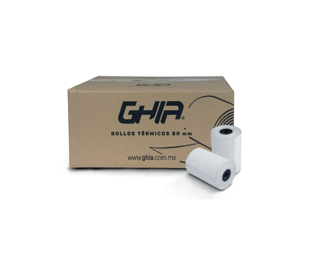 Paquete Rollo Papel Termico Ghia Ctg80n / 80x70 Mm /para Impresoras De 80mm / Reaccion Negro / 50 Unidades