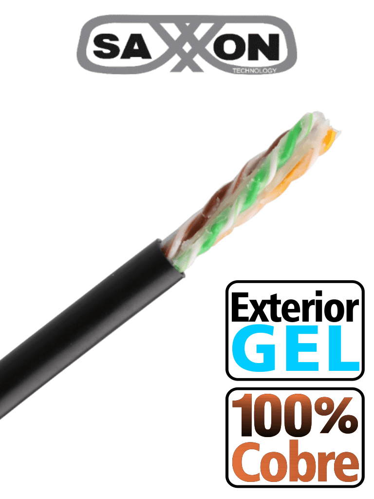Bobina De Cable Utp Saxxon Cat6 100% Cobre Con Gel/ 305 Metros/ Uso Exterior/ Color Negro/ Cumple Con Estandares: Iso/ Iec 11801 Ed2; Eia/ Tia568/ Ideal Para Cableado De Redes Y Video/