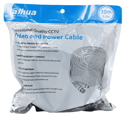 Cable Siames/dahua/dh-pfm942i-30-5/cable De 30 Metros Armado Para Video Y Energía/ Para Camaras Hasta 4k/ Con Conectores Bnc Y De Energía/ Uso Exterior E Interior/ Cobre De Alta Pureza/ Soporta: Ahd/