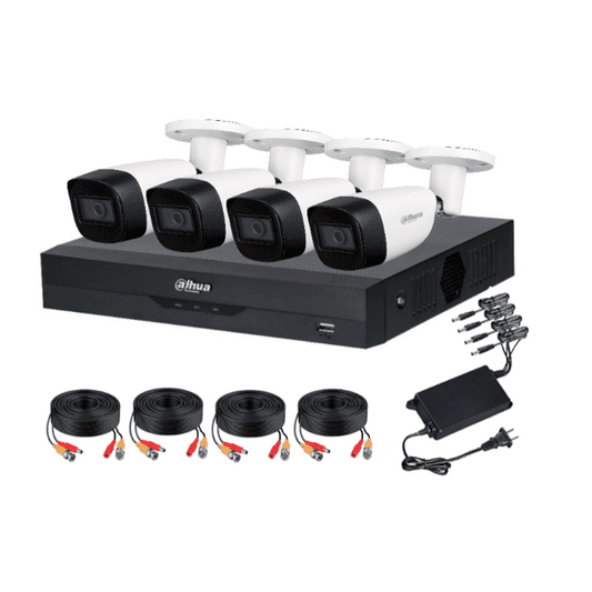 Kit De 4 Canales De 5 Mp Con Audio/ Dvr Wizsense Con Reconocimiento De Rostros/ H.265/ 4 Camaras Metalicas/ 4 Ch 1 Ip O Hasta 5 Ch Ip/ 4 Ch Smd Plus/ Busqueda De Humanos Y Vehiculos/ Accesorios In