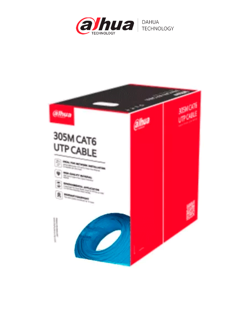 Cable Utp/ Dahua/ Pfm920i-6un-c /bobina De Cable Utp 100% Cobre/ Cat 6 / Color Azul / Interior / 305 Metros/ Ideal Para Redes Y Video
