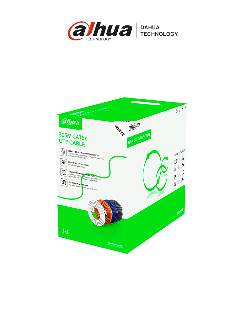 Bobina/ Dahua/ Pfm922i-5eun-c - Cable Utp Cat5e/ Cca/ 305 Metros/color Blanco/ Uso Interior/ Cubierta De Fr-pvc Rohs Compliant