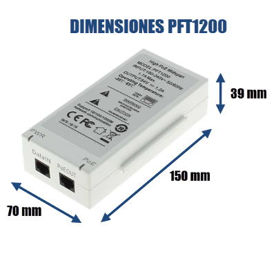 Inyector Poe/ Dahua/ Pft1200 Inyector Hi-poe Midspan Gigabit/ Soporta Poe/poe+/ Soporta Hi-poe 60 Watts Para Ptz/ Indicadores Led De Status