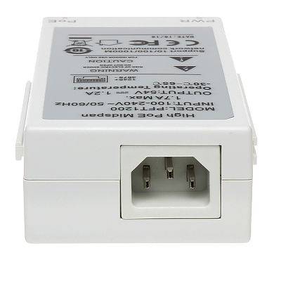 Inyector Poe/ Dahua/ Pft1200 Inyector Hi-poe Midspan Gigabit/ Soporta Poe/poe+/ Soporta Hi-poe 60 Watts Para Ptz/ Indicadores Led De Status