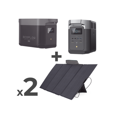 Kit De Estación De Energía Portátil 2048wh + Batería Externa 2048wh + 2 Paneles Solares Flexibles 400w (4096wh, 800w Totales)