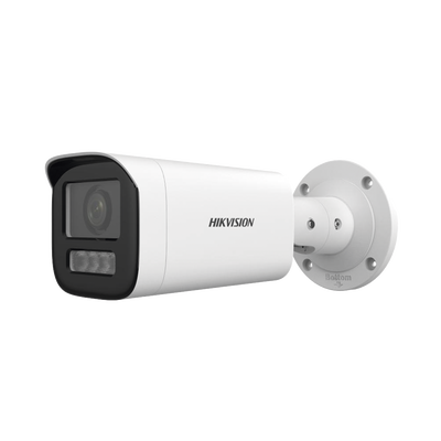 Bala IP 4 Megapíxel / Lente Motorizado 2.8 a 12 mm / Dual Light (50 mts IR + 50 mts Luz Blanca) / ACUSENSE Lite / Microfono Integrado / Exterior IP67 / WDR 120 dB / PoE / Micro SD
