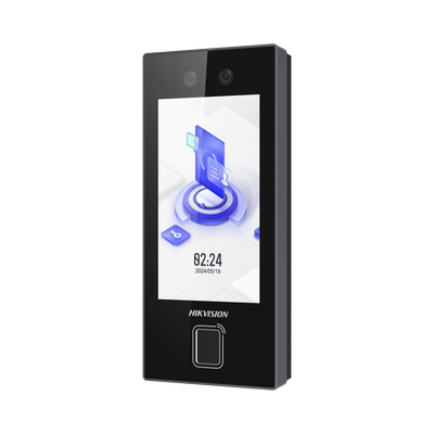 Terminal Facial Min Moe con LECTOR DE HUELLAS y Tarjetas PROX EM / 3000 Rostros / 3000 Huellas / Pantalla 4.5" / Administrable en la Nube con HikConnect Teams / Exterior IP65 / PoE / WiFi / HIK-IA