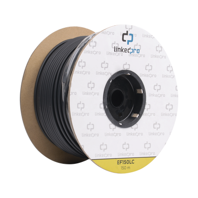 Carrete de Fibra Óptica Monomodo con conectores LC-LC Duplex, Reforzada con Kevlar, de 150 metros, Para instalaciones subterráneas por tubería