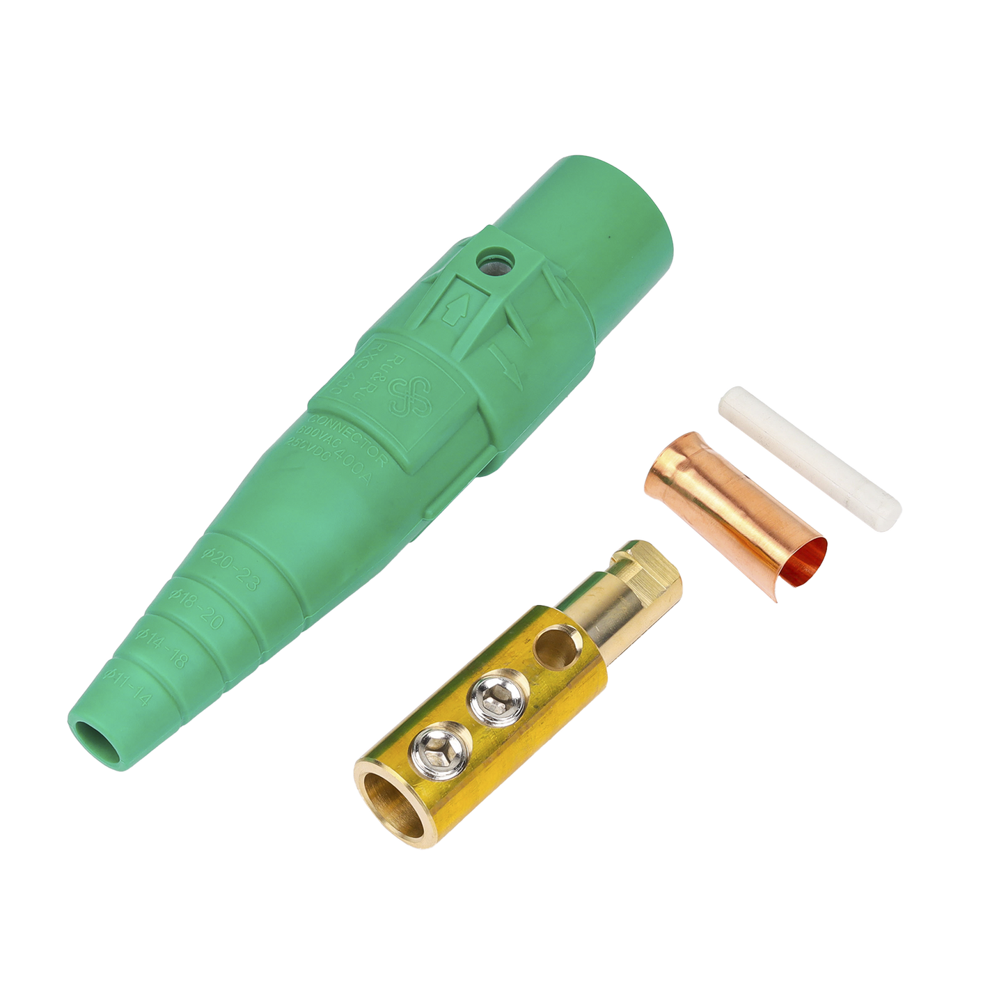 Conector camlock | 400 AMPERES | MACHO | color verde