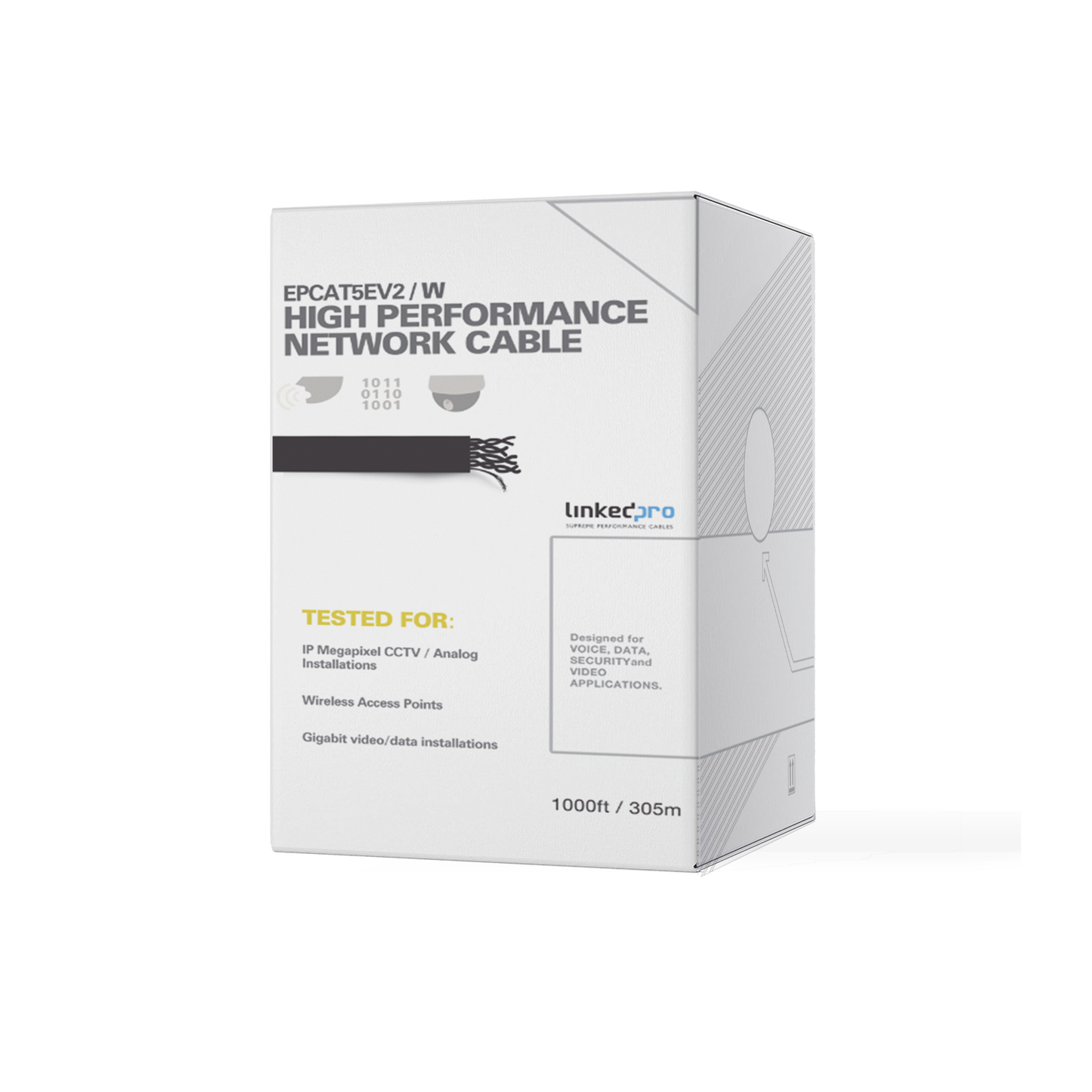 Bobina de 305 m (1000 ft) Cat5e, aleación de cobre y aluminio ( CCA ) color blanco, uso interior