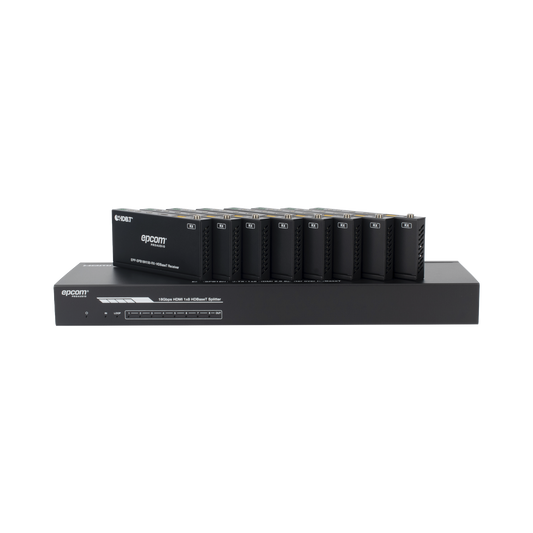 Splitter mas Extensor de Video | 1x8 | ProAV | HDBaseT™ | 120m en 4K@60Hz | 150m en 1080p@60Hz | Cat6/6a/7 | Gestión Avanzada EDID | Control IR y RS232 | PoC | Salida de Audio