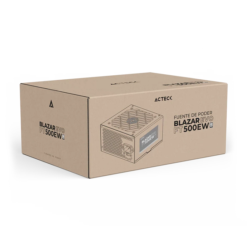 Fuente De Poder Acteck Blazar Evo Ft500ew / Atx / 500 W / No Modular / Ventilador 120 Mm / Switch De Voltaje / Blanco / Es-05001ew