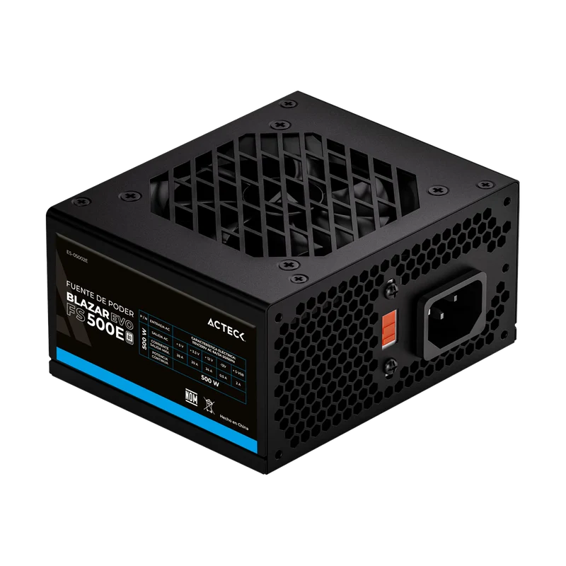 Fuente De Poder Acteck Blazar Evo Fs500e / Atx / Sfx / 500 W /slim / No Modular / Ventilador 80 Mm / Negro / Es-05002e