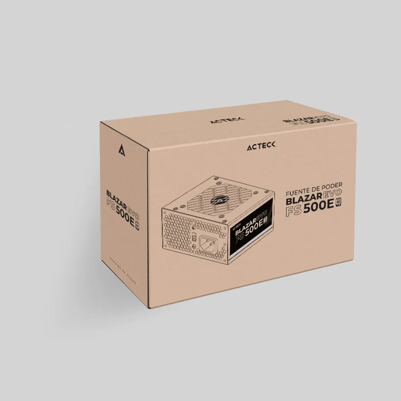 Fuente De Poder Acteck Blazar Evo Fs500e / Atx / Sfx / 500 W /slim / No Modular / Ventilador 80 Mm / Negro / Es-05002e