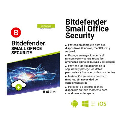 Esd Bitdefender Small Office Security, 40 Pc + 1 Servidor + 1 Consola Cloud, 1 AÑo (entrega Electronica)