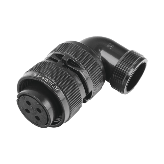 Conector Plug en Ángulo Recto de 4 Contactos Hembra Soldables para Radio de Locomotora.