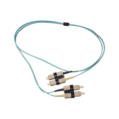 Jumper De Fibra Óptica Multimodo 50/125 Om3 Xglo, Sc-sc Duplex, Ofnr, Color Aqua, 1 Metro