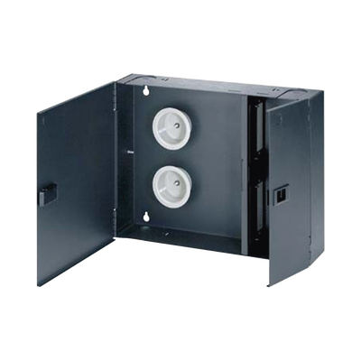 Caja De Conexión De Fibra Óptica, Para Montaje En Pared, Acepta 4 Placas Acopladoras Fap O Fmp, Hasta 96 Fibras, Color Negro