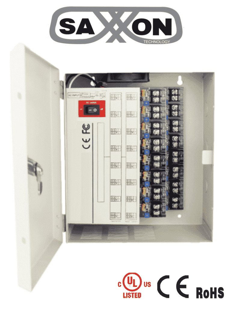 Fuente De Poder/ Dahua/ Psu1220d16h/ Saxxon De 11 A 15 Vcd/ 20 Amp/ P16 Camaras Hasta 4k/ 1.25 Amperes Por Canal/ Proteccion Contra Sobrecargas/ Filtro De Ruido Por Canal/ Uso Rudo