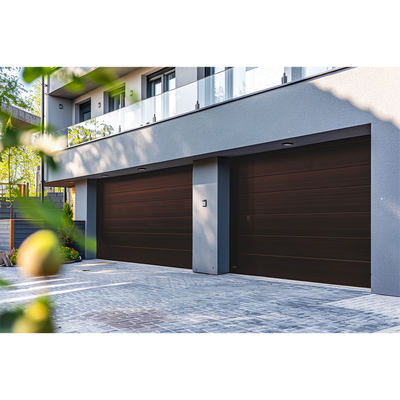 Puerta De Garage D / Alta Calidad / 14x9 Pies / 1 3/4" Aislante Termico / Estilo Americana / Imitacion Madera / Black Walnut .