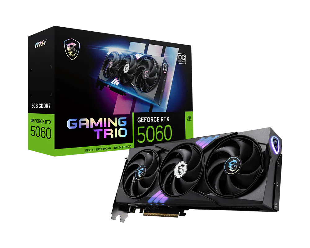 Tarjeta De Video Msi Rtx 5060 8g Gaming Trio Oc Pcie 4 X 8/8gb/gddr6/estandar/2hdmi/1xdp/dl-dvi-d X 1gama Media /gamer