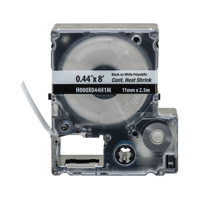 Casete De Etiquetas De Poliolefina De Cinta Continua, Tubo Termocontráctil, 11.2 Mm (0.44 In) De Ancho Y 2.4 M De Largo, Para Cables De 2 A 6.4 Mm (16-10 Awg) De Diámetro, Color Blanco