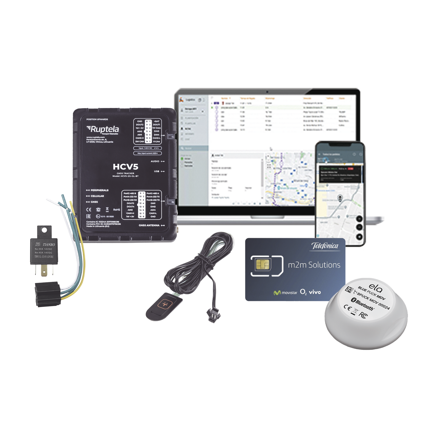 Kit de Localizador 4G LTE / 1 MICSIM25GPS y datos 1 año + 1 BLUEPUCKRHT + 1 EPCOMGPSMENSUAL + RELAY + Botón SOS