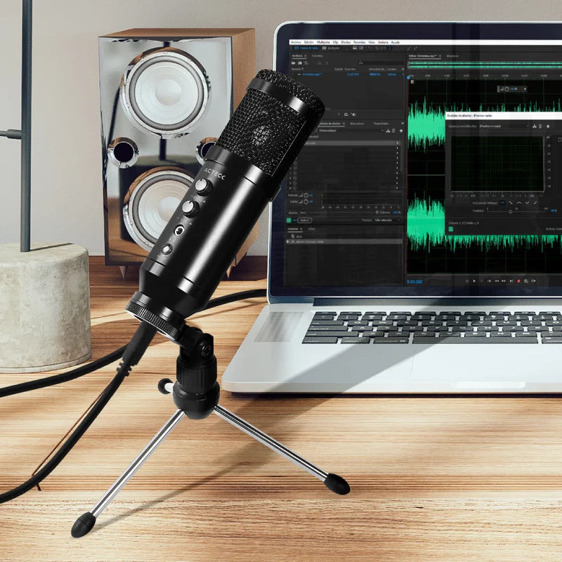 Microfono Acteck Devo Plus Mc455 / Alambrico / Microfono Profesional / Usb A -  Usb B / Win - Mac /  Supercardioode / 20 Hz ~ 20 Khz / 78 Db / -36 Db ± 2 Db / Negro / Ac-936446