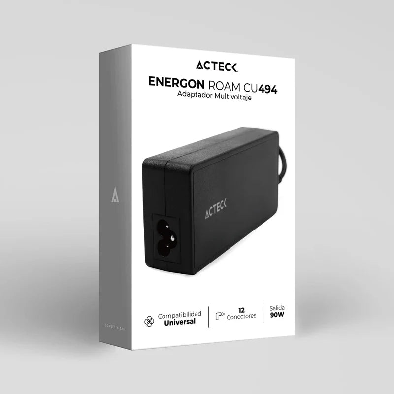 Cargador Universal Acteck Energon Roam Cu494 / Para Laptop / Salida 90 W / Adaptador / 12 Conectores / Ac-937191