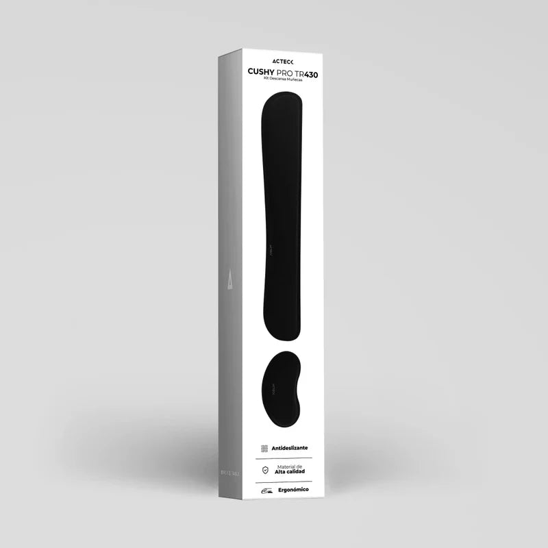 Kit Descansa Muñecas Acteck Mousepad Cushy Pro Tr430 / Ergonómico / Memory Foam / Color Grafito / Antideslizante / 460 X 85 X 20  Mm / Ac-937214