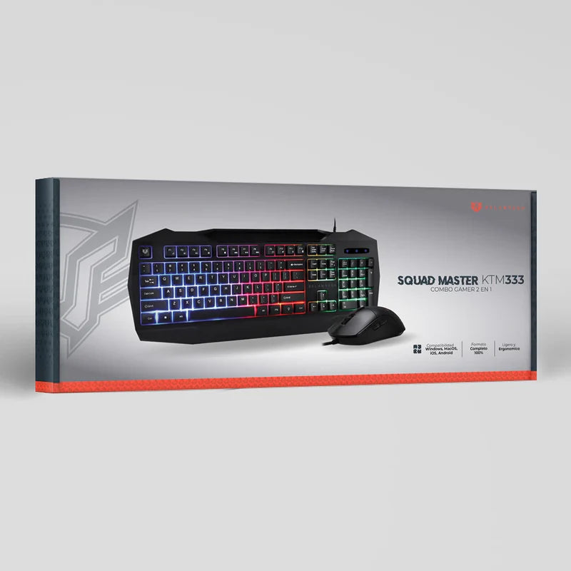 Kit Teclado Y Mouse Balam Rush Squad Master Ktm333 / Multimedia / Ergonomico / Alambrico / Iluminacion Arcoiris / Membrana / 3200 Dpi / Windows - Mac - Ios -android / Br-936293