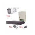 Kit Turbohd 1080p Lite / Dvr 16 Canales / 16 Cámaras Bala Exterior ( 2.8mm) Con Colorvu + Micrófono Integado / Transceptores / Conectores / Fuente De Poder Profesional