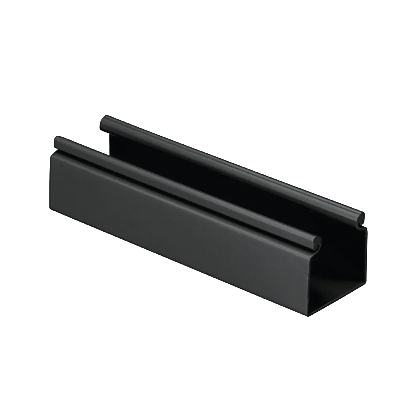 Canaleta FiberRunner™ 2X2 sin Tapa, de PVC Rígido, Sin Orificios de Montaje, Color Negro, 1.8 m de Largo